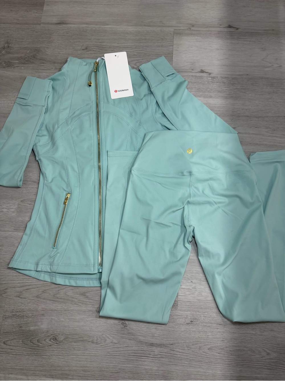 lululemon athletica Mint Green Jacket and Leggings Set